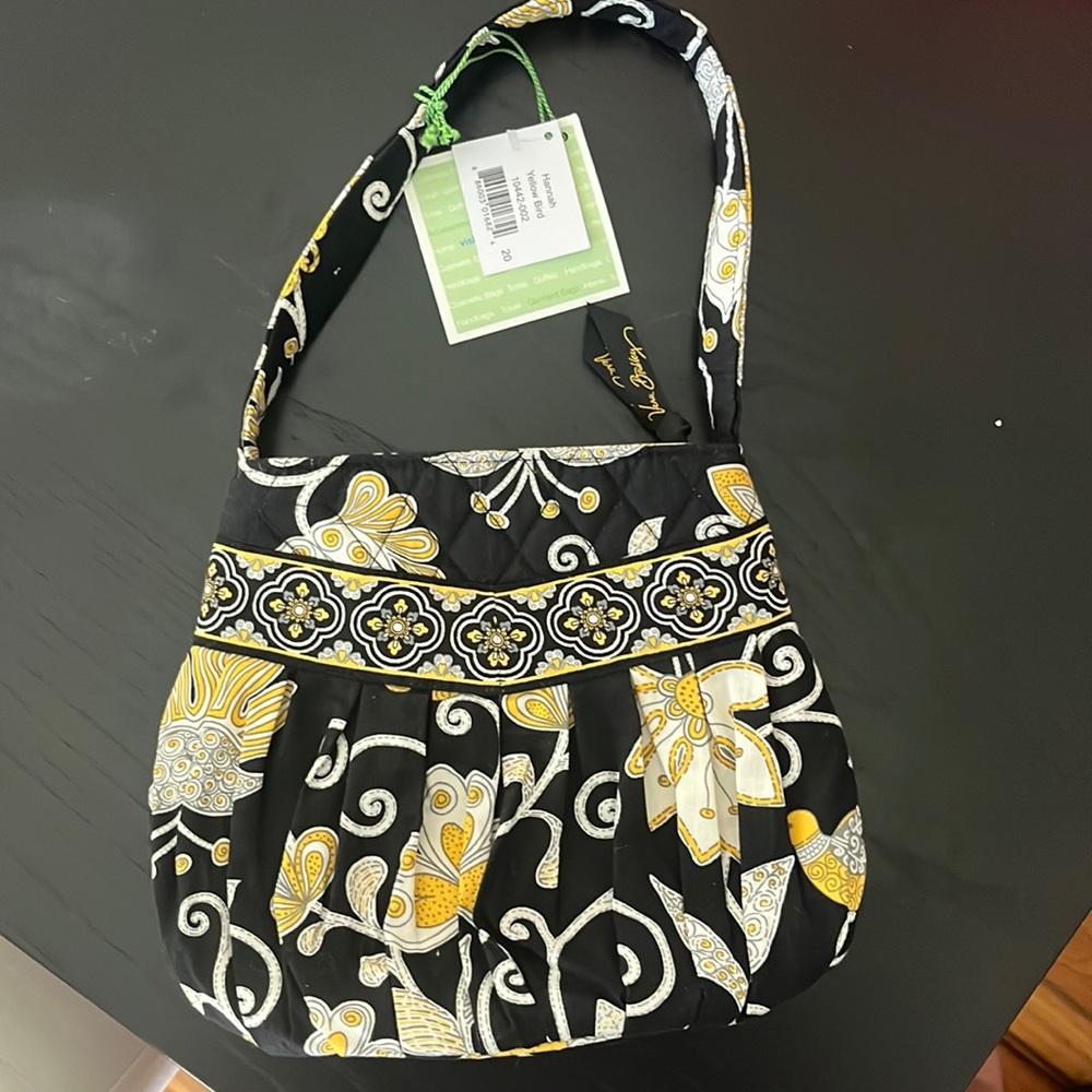RETIRED: Vera Bradley | women’s Hannah style, yellow bird pattern handbag